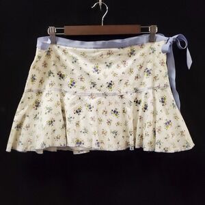 Vintage Wet Seal Womens Y2K Micro Floral Mini Skirt Size 13 White Coquette Twee